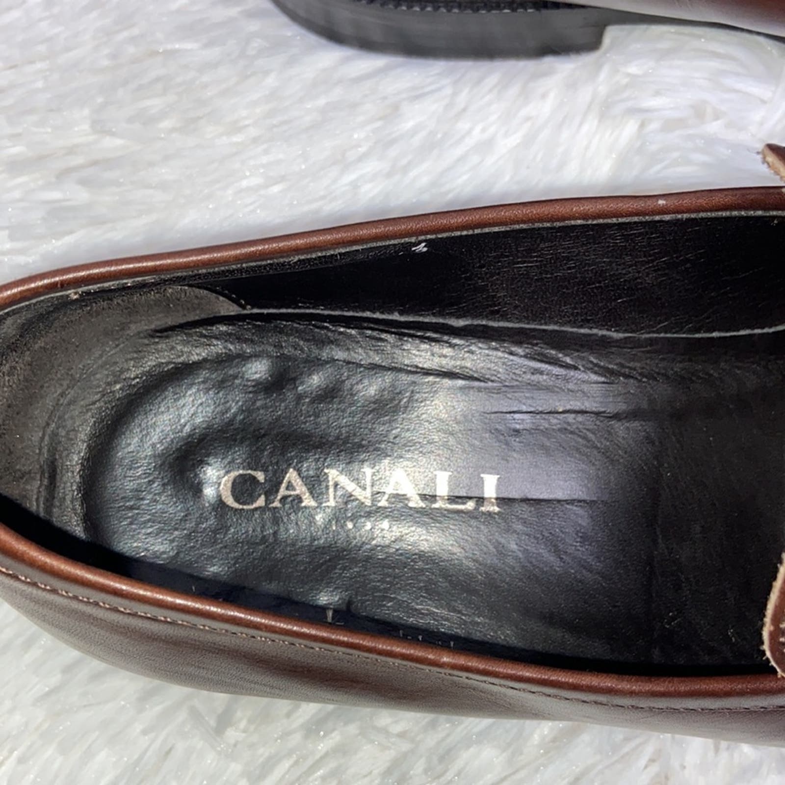 CANALI Men 'Penny' Dark Brown Leather Loafers Size US 10 EUR 43