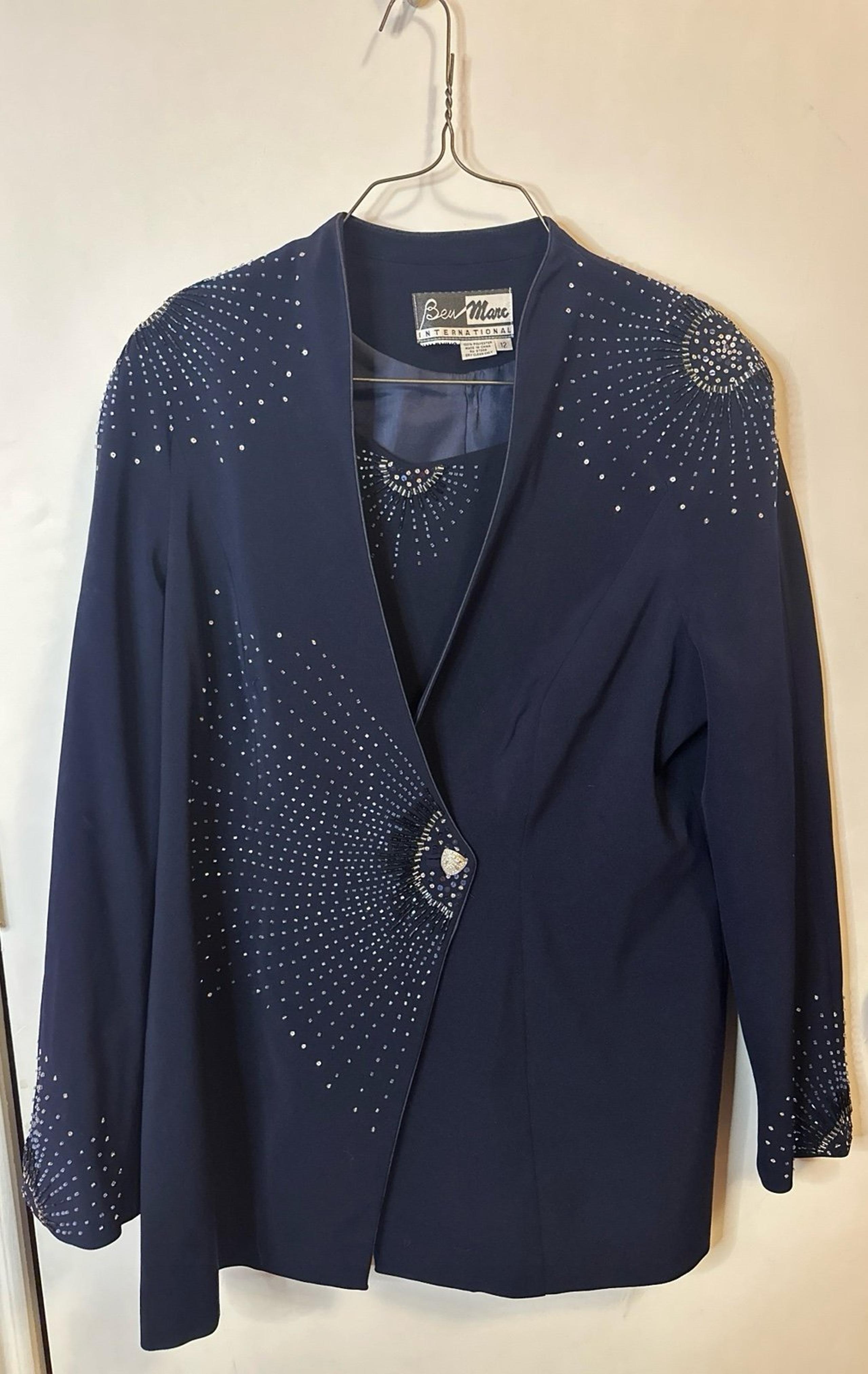 Vintage 80s Navy Blue Blazer Jacket