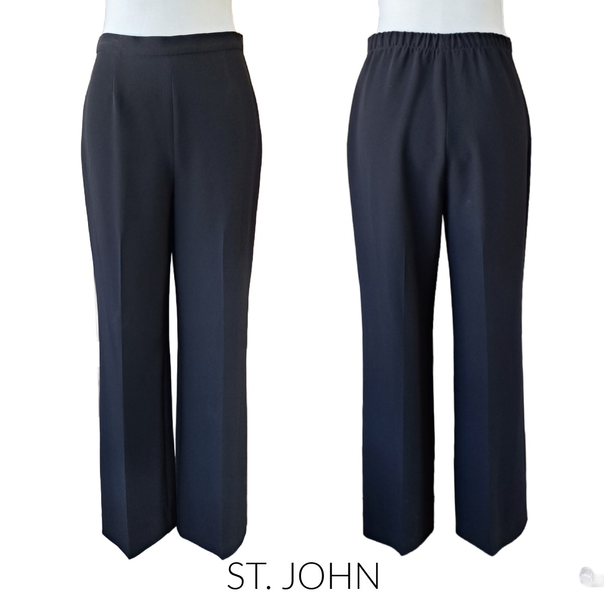 ST. JOHN Black Stretch Matte Crepe Straight Leg Dress Pants Size 4 High Waist