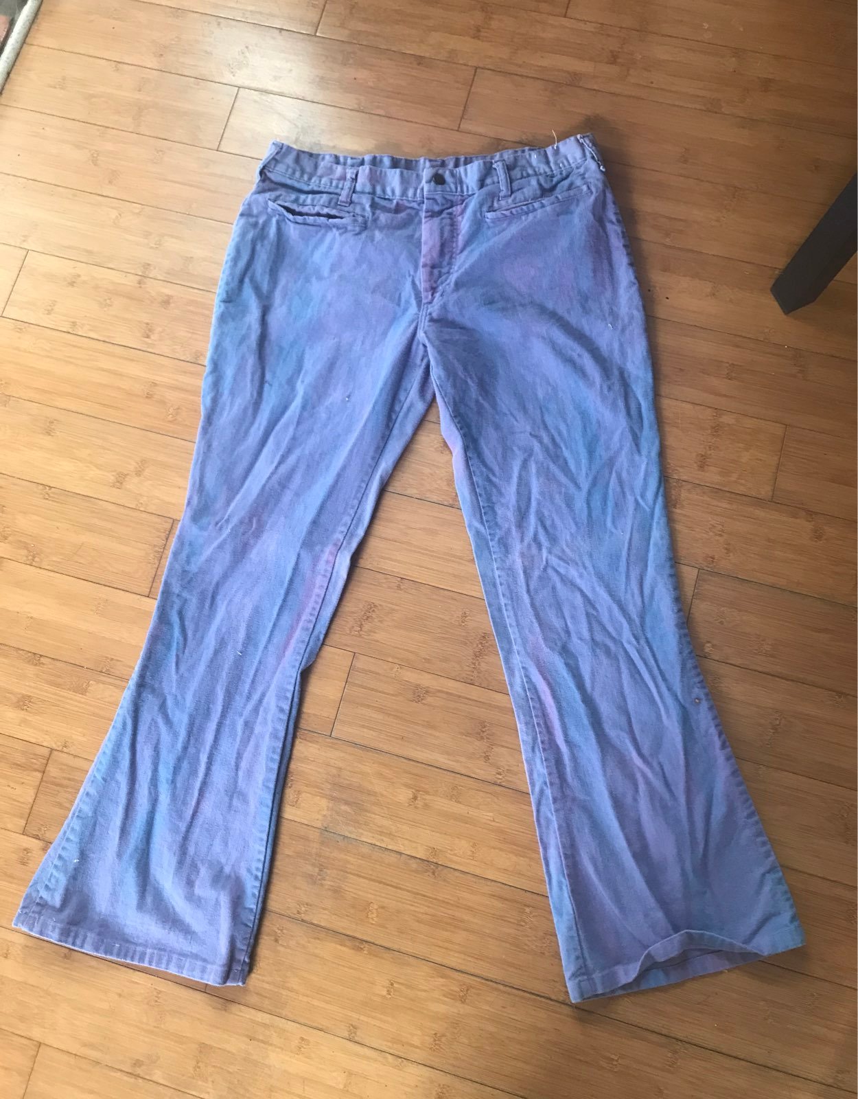 Vintage lavender wash denim flare pants