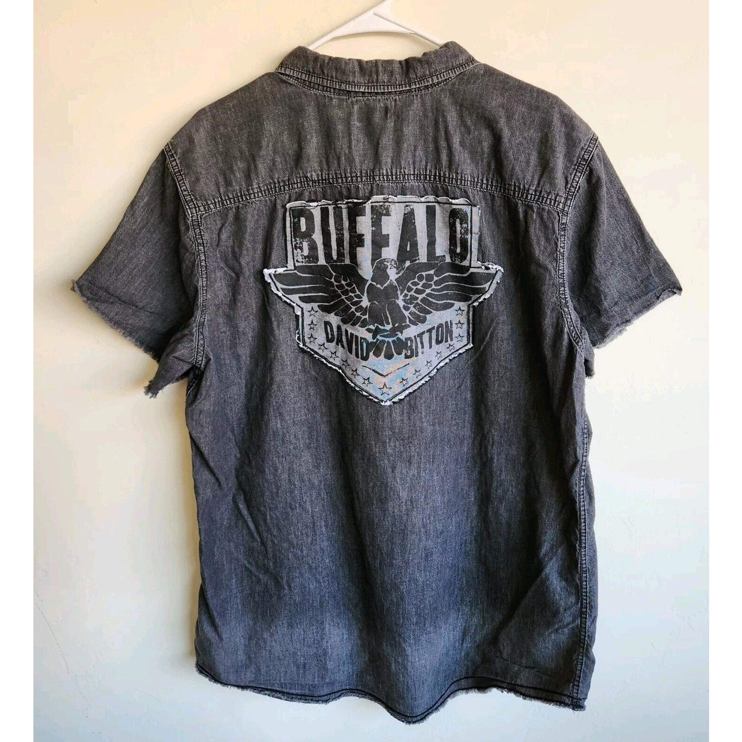 Buffalo David Bitton Short Sleeve Button Down Pocket Shirt Men's XL Gray 0879