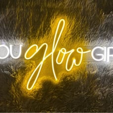 Lovely Bright White / Gold “You Glow Girl” LED Night Light Room Wall Glam Decor