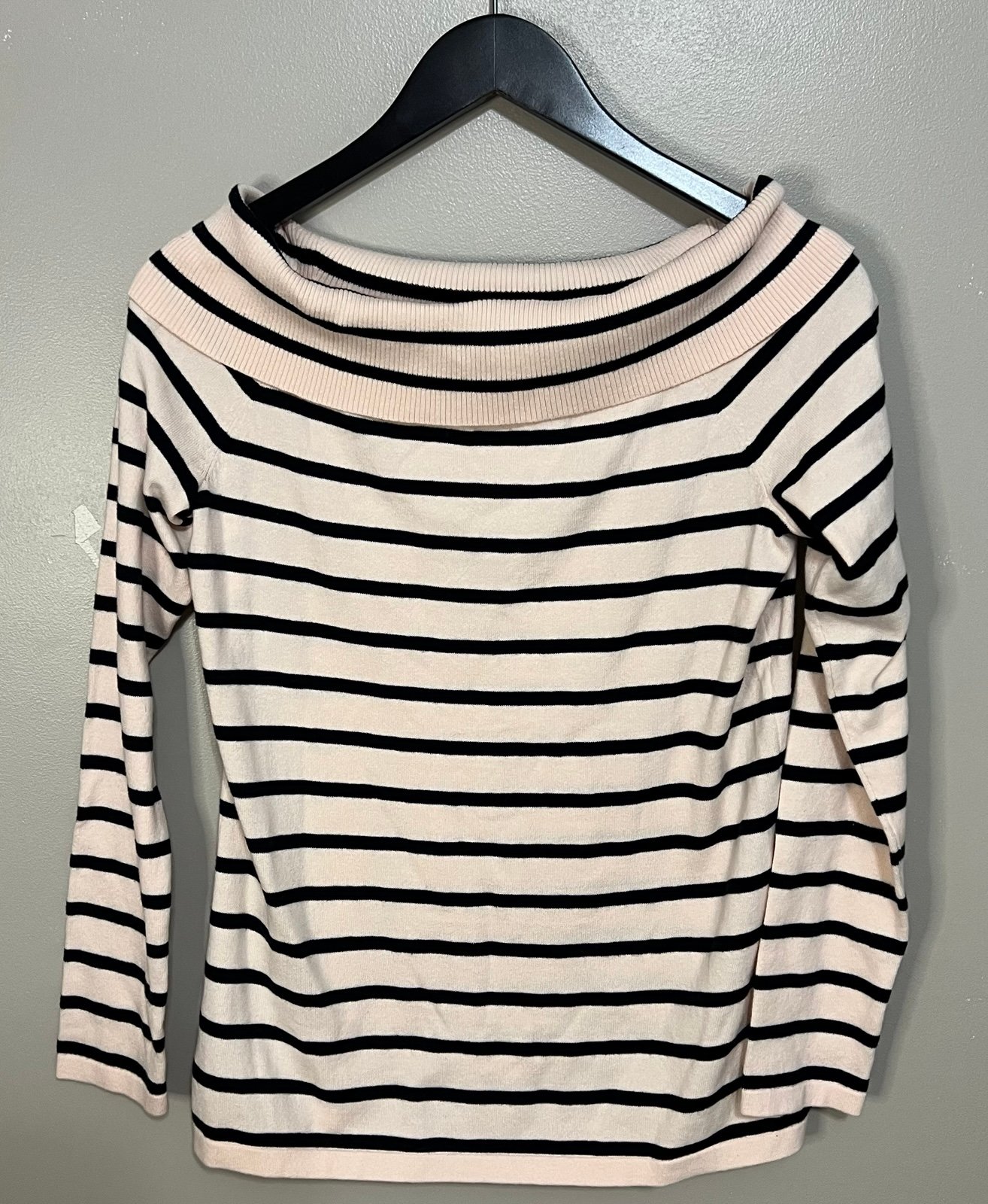 Lilly Pulitzer Clarette Off Shoulder striped Sweater Peony Blush Moonlight-Med