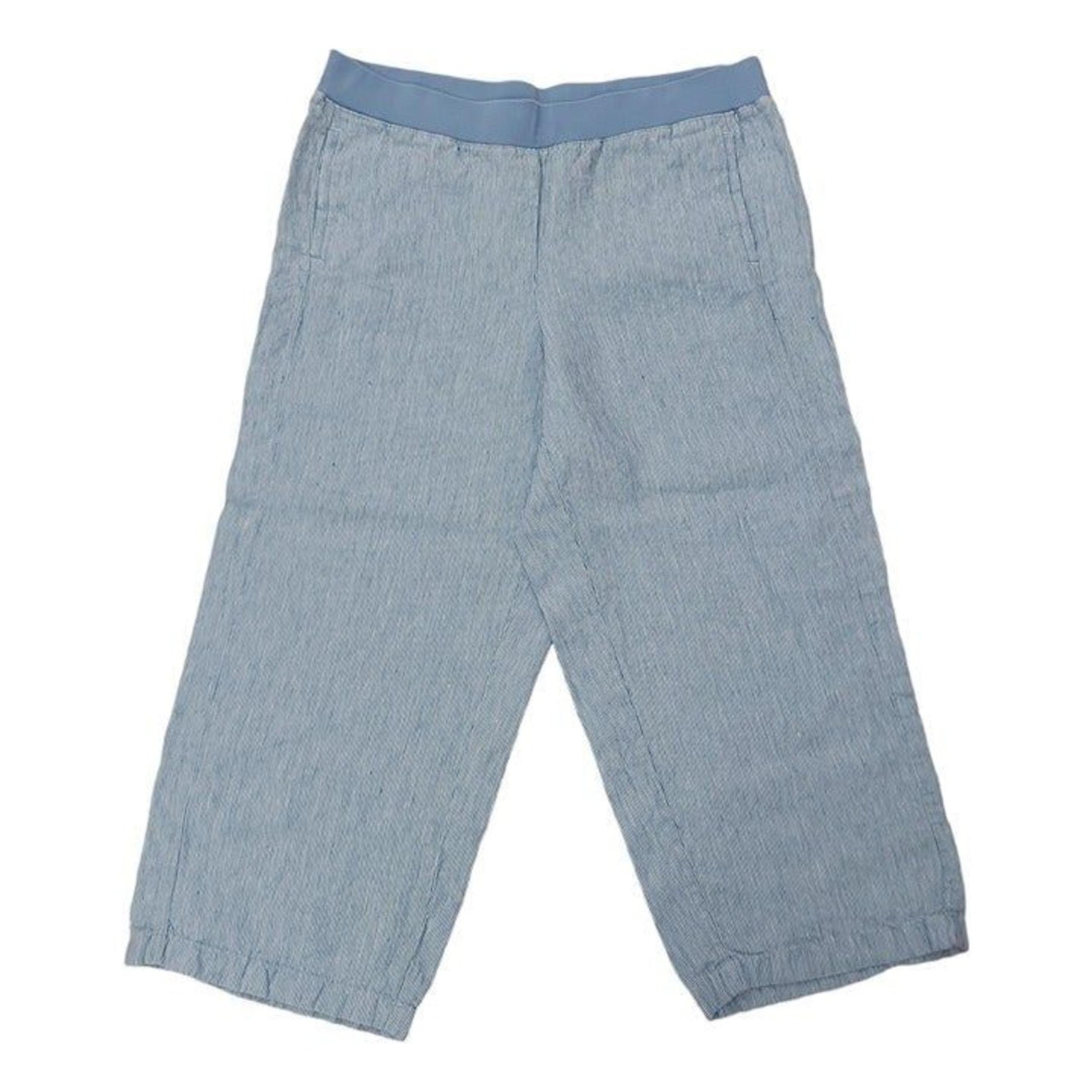 J. Jill Pants Womens Large Blue Linen Crop Striped Straight Wide Leg Beach