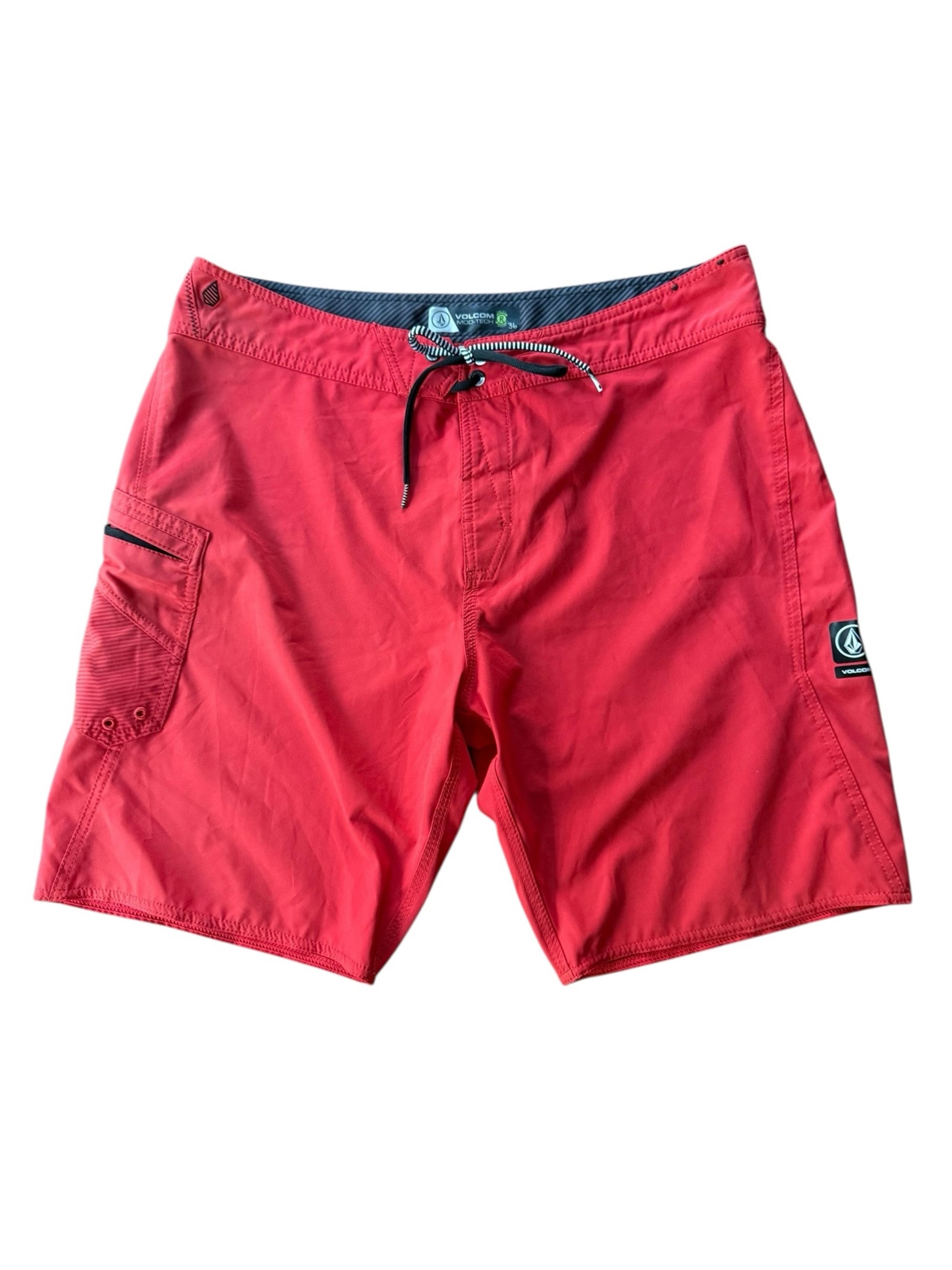 Volcom Mod Tech Men's Red Swim Trunks Board Shorts Size 36