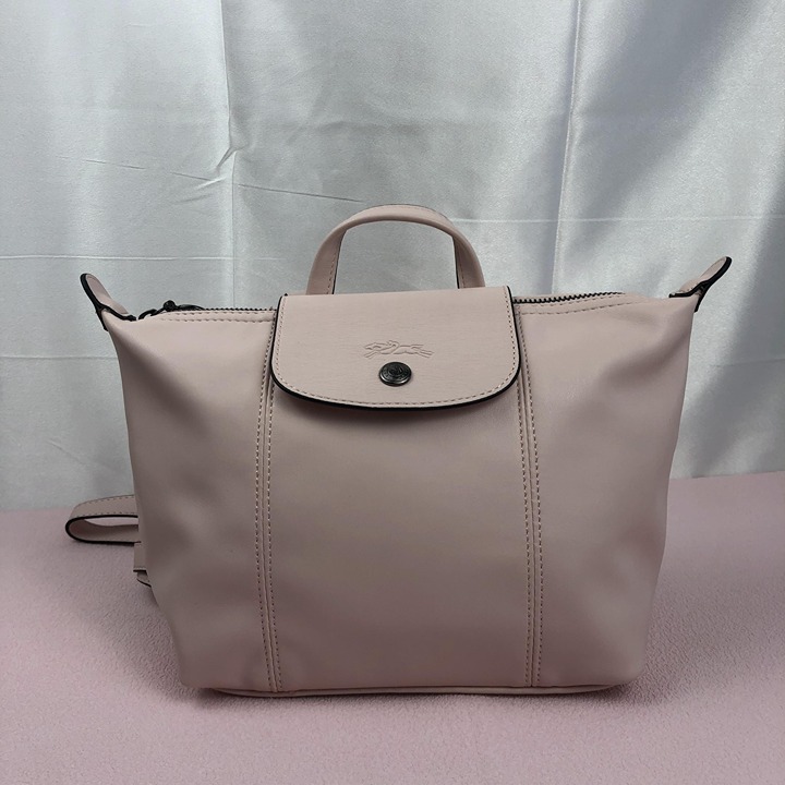 Longchamp Le Pliage Leather Top Handle Backpack Pink