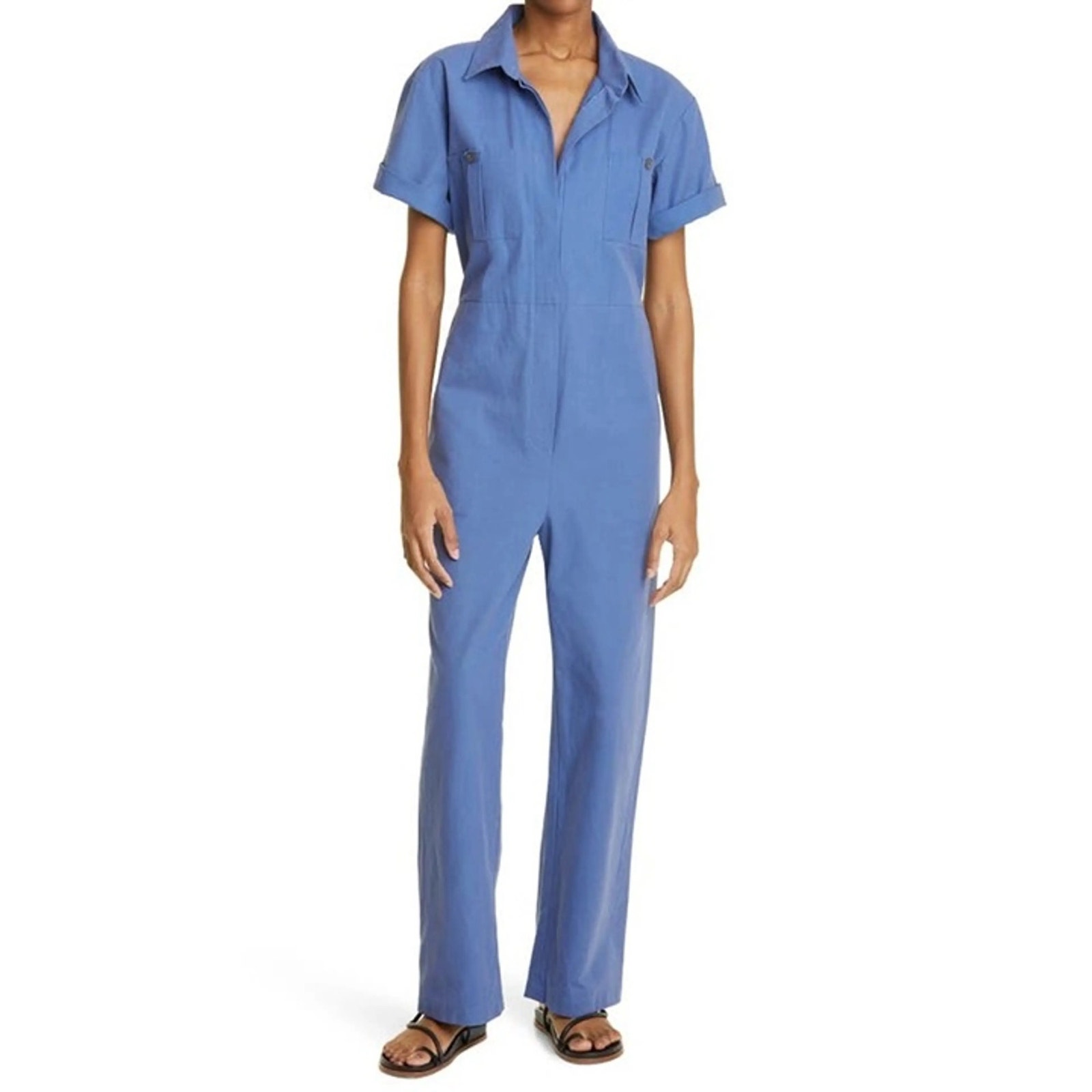 MARA HOFFMAN Kailyn Recycled Cotton Utility Jumpsuit - Blue size small