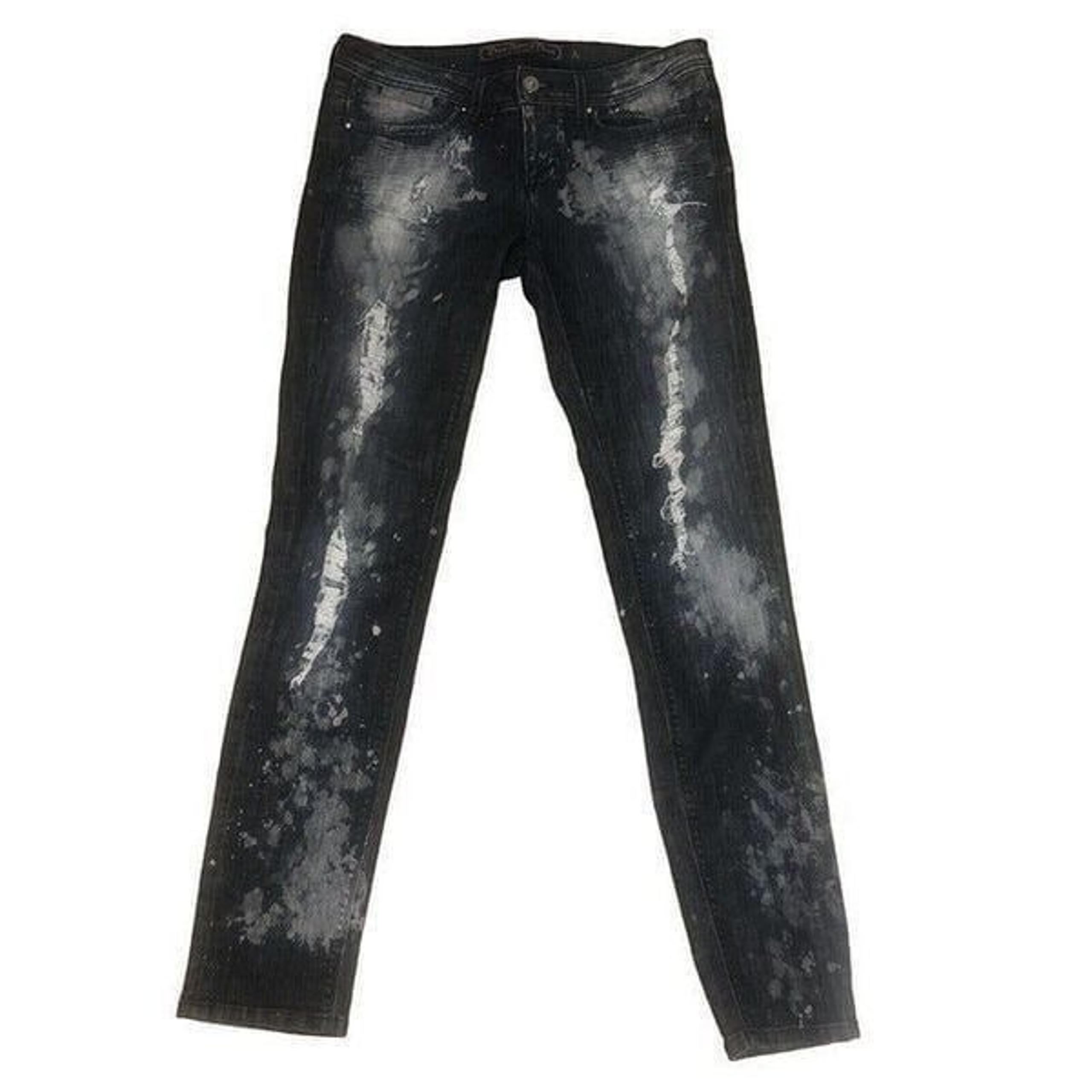 Divine Rights Of Denim Blk Charcoal Wash Distressed Skinny Jeans 28 Stretch Rock