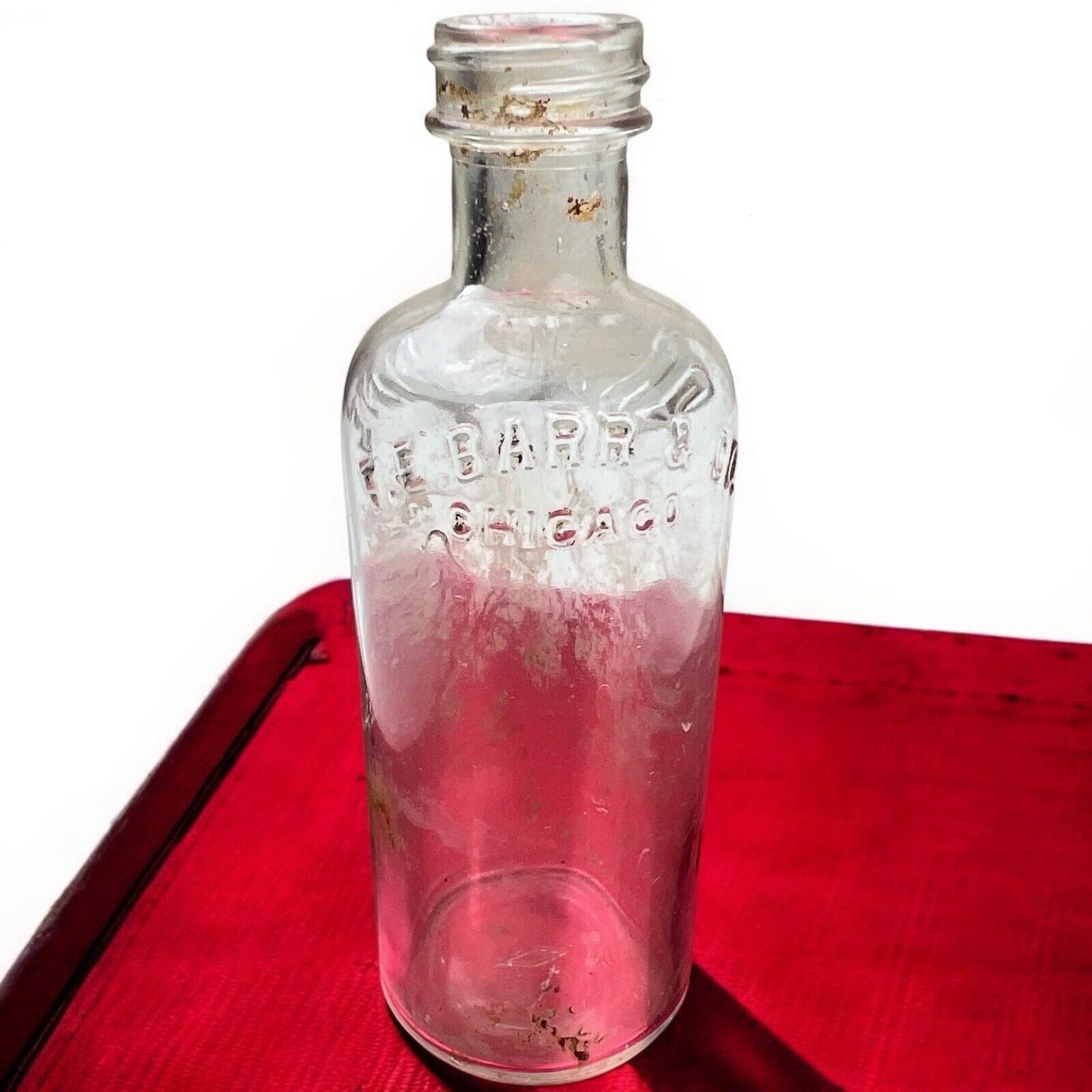 30s RARE Barr & Co. Chicago MISBRANDED Boracentine Vintage Glass Pharmacy Bottle