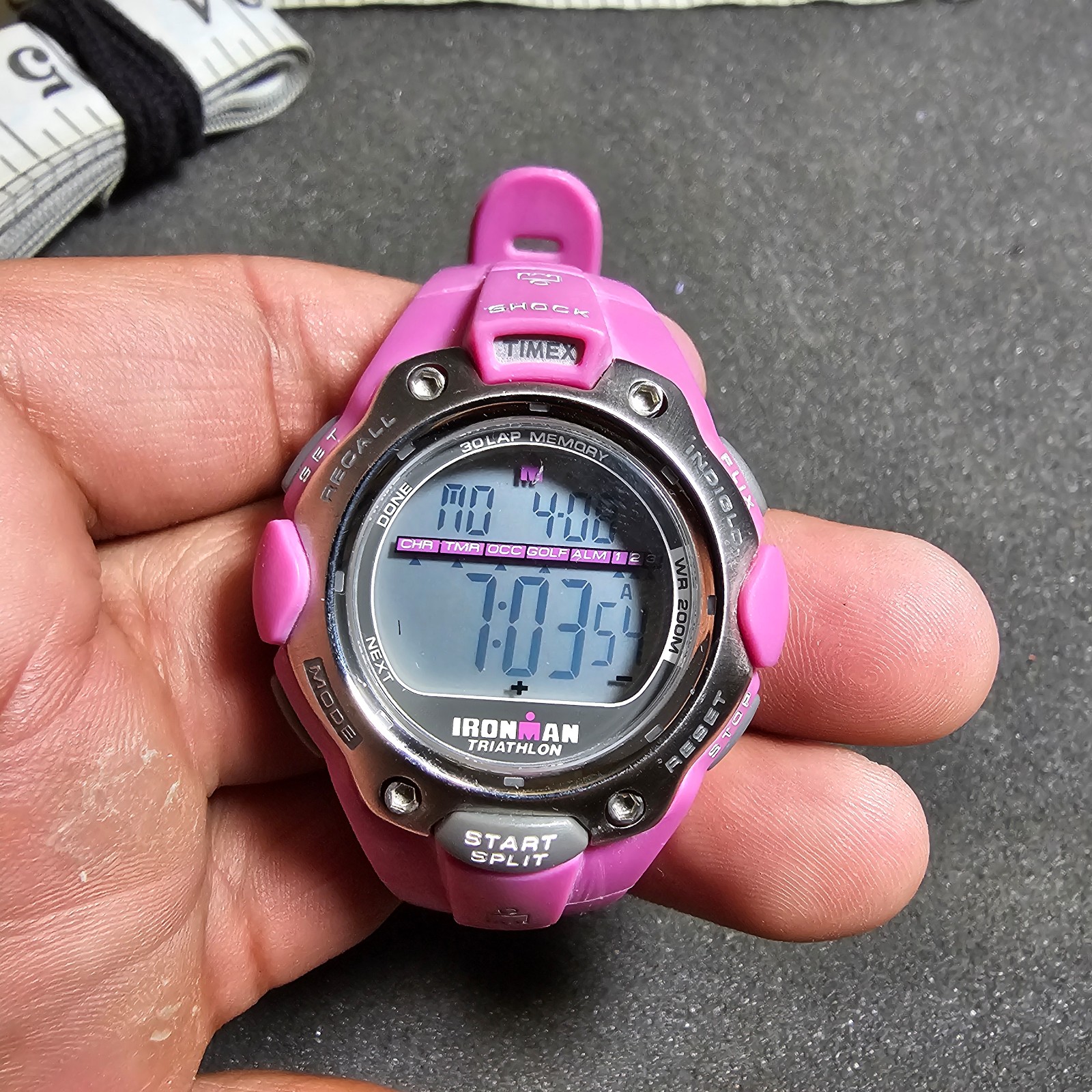 timex ironman triathlon shock u2 Sports Quartz Watch Working Pink WR 200m shows