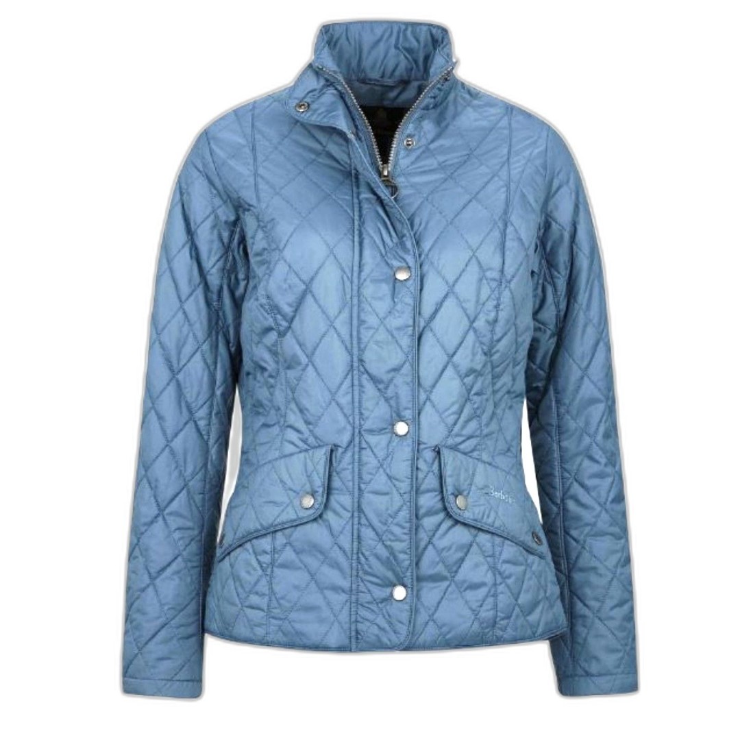 Barbour Womens Small 6 Flyweight Cavalry Quilted Jacket China Blue Puffer Light