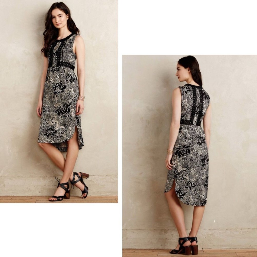HOLDING HORSES By ANTHROPOLOGIE Boho Floral Sleeveless Suraja Dress 12