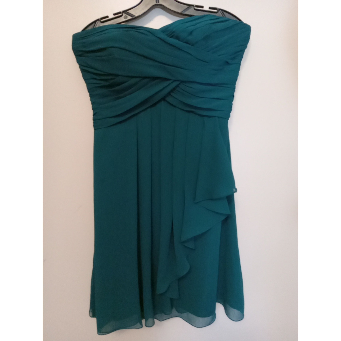 Davids Bridal Women Hunter Green Pleat Front Waterfall Sleeveless Dress Size 8