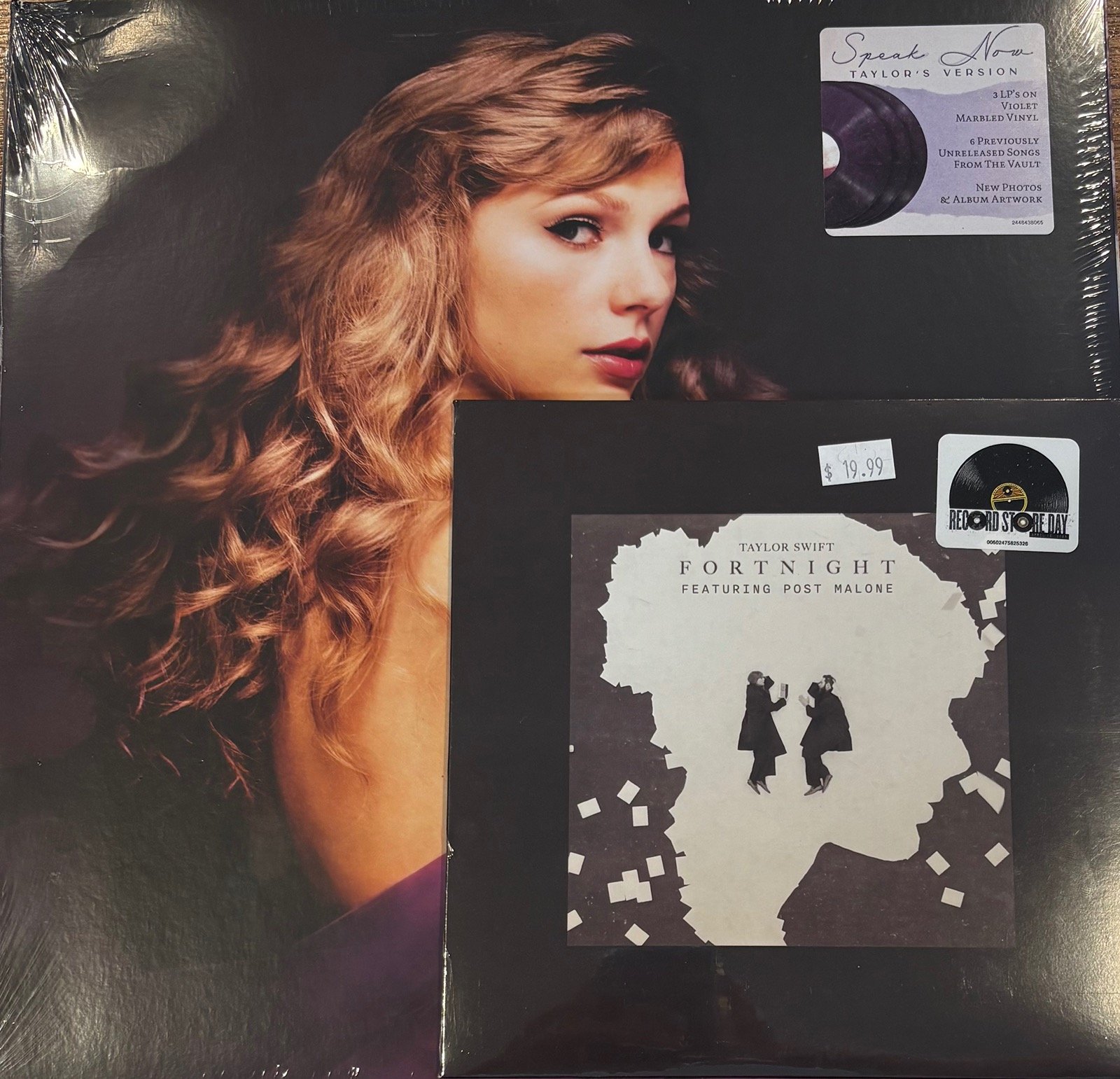 FORTNIGHT RSD 7'' & SPEAK NOW ON MARBLE VIOLET VINYL TAYLOR SWIFT BUNDLE