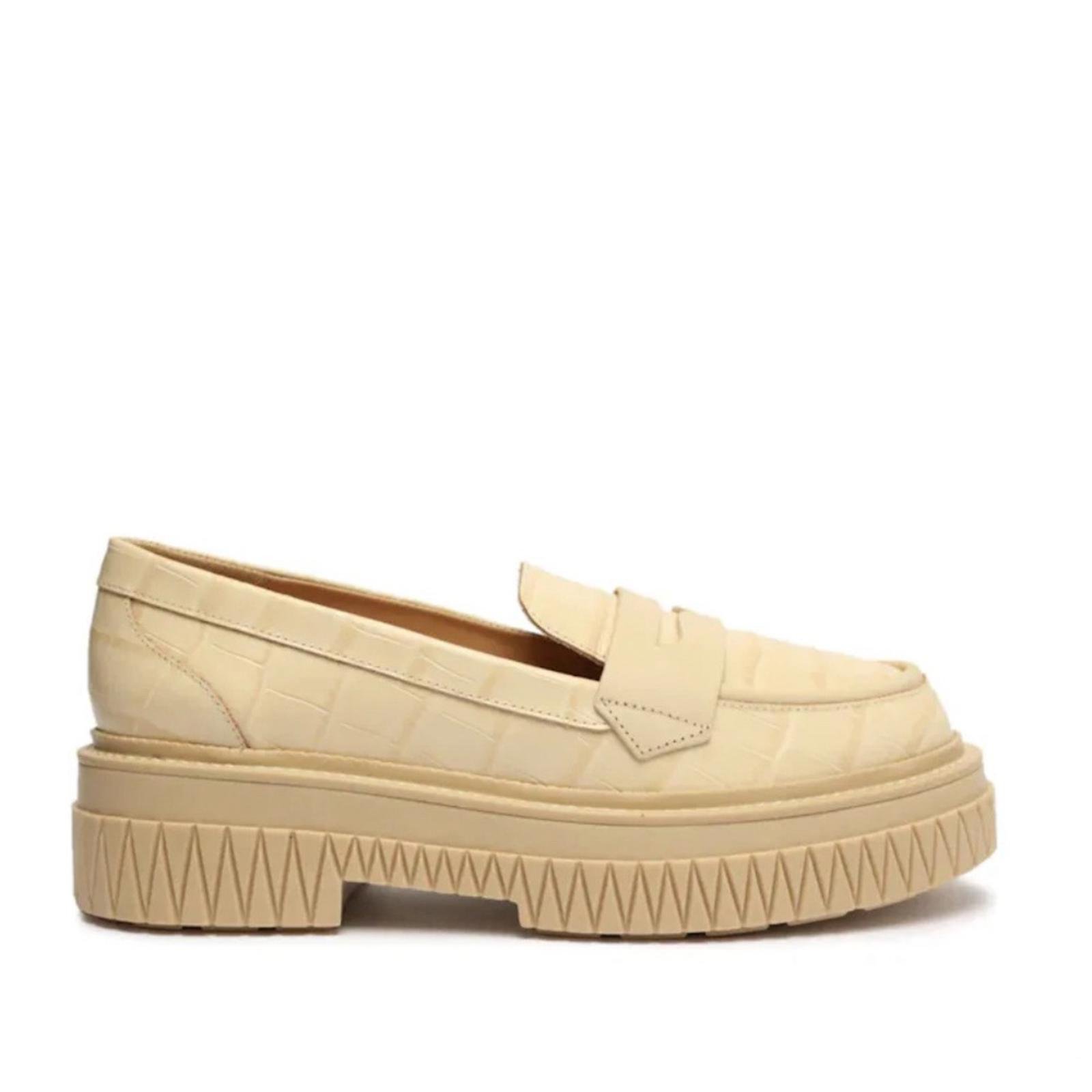 SCHUTZ Viola Crocodile-Embossed Leather Platform Loafer Size 11 New in Box
