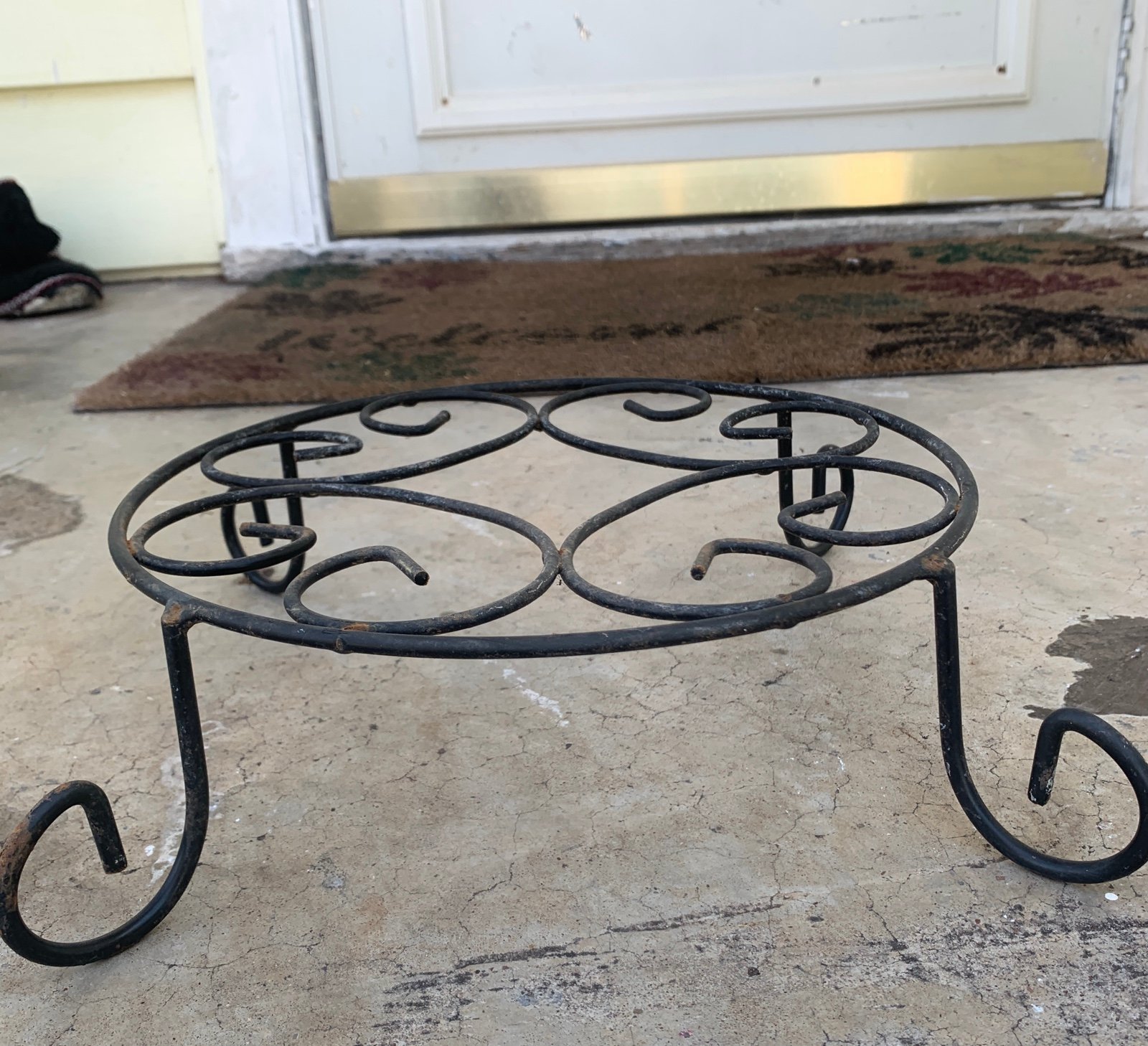 Vintage black iron plant stand