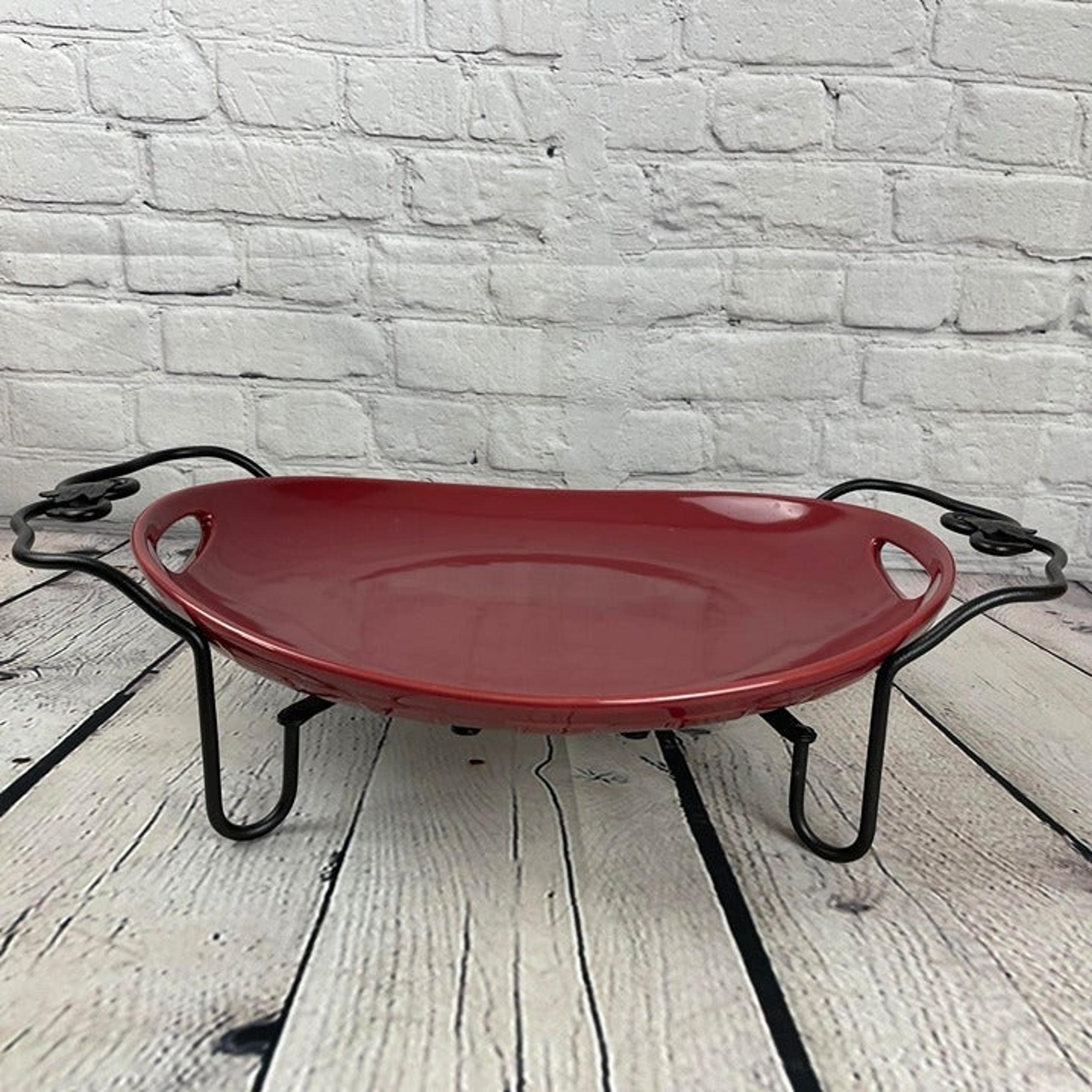Longaberger Oval Contour Handled Serving Platter Paprika