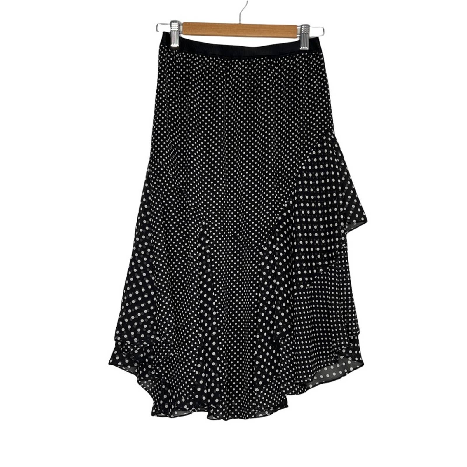 Eileen Fisher Polka Dot Black White Flowy Midi Skirt