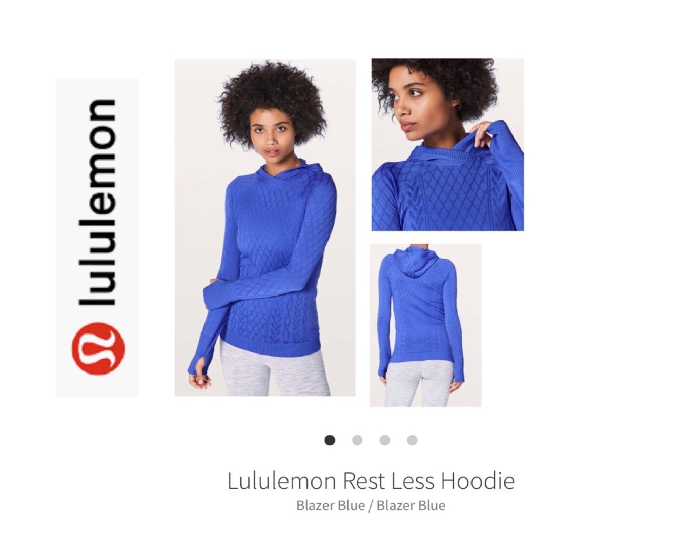Lululemon sales Vintage Rare Rest Less Hoodie Long Sleeve Top Blazer/Cobalt Blue 10/12