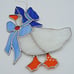 Stained Glass Goose Mother Goose Suncatcher Hanging Window Decor Blue White 7.5