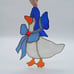 Stained Glass Goose Mother Goose Suncatcher Hanging Window Decor Blue White 7.5