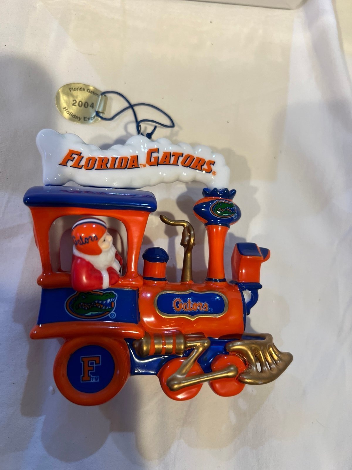 Retired 2004 Danbury Mint FLORIDA GATORS HOLIDAY EXPRESS Ornament: NCAA Santa