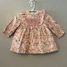 Mayoral girls baby rose floral smocked stitching dress size 4-6 months