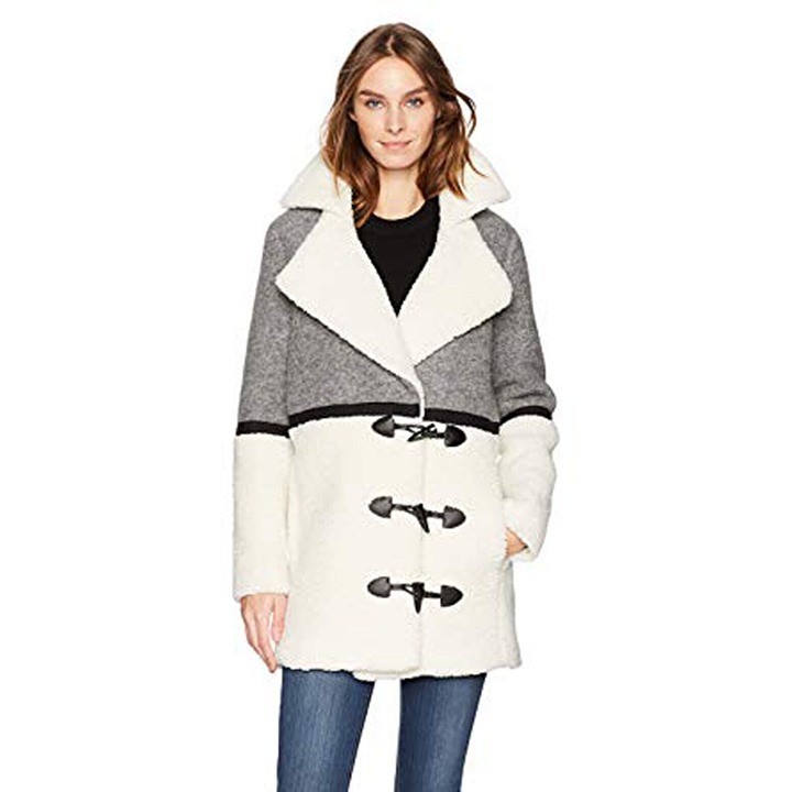 Anthropologie Plenty by Tracy Reese Faux Shearling Wool Toggle Coat M EUC