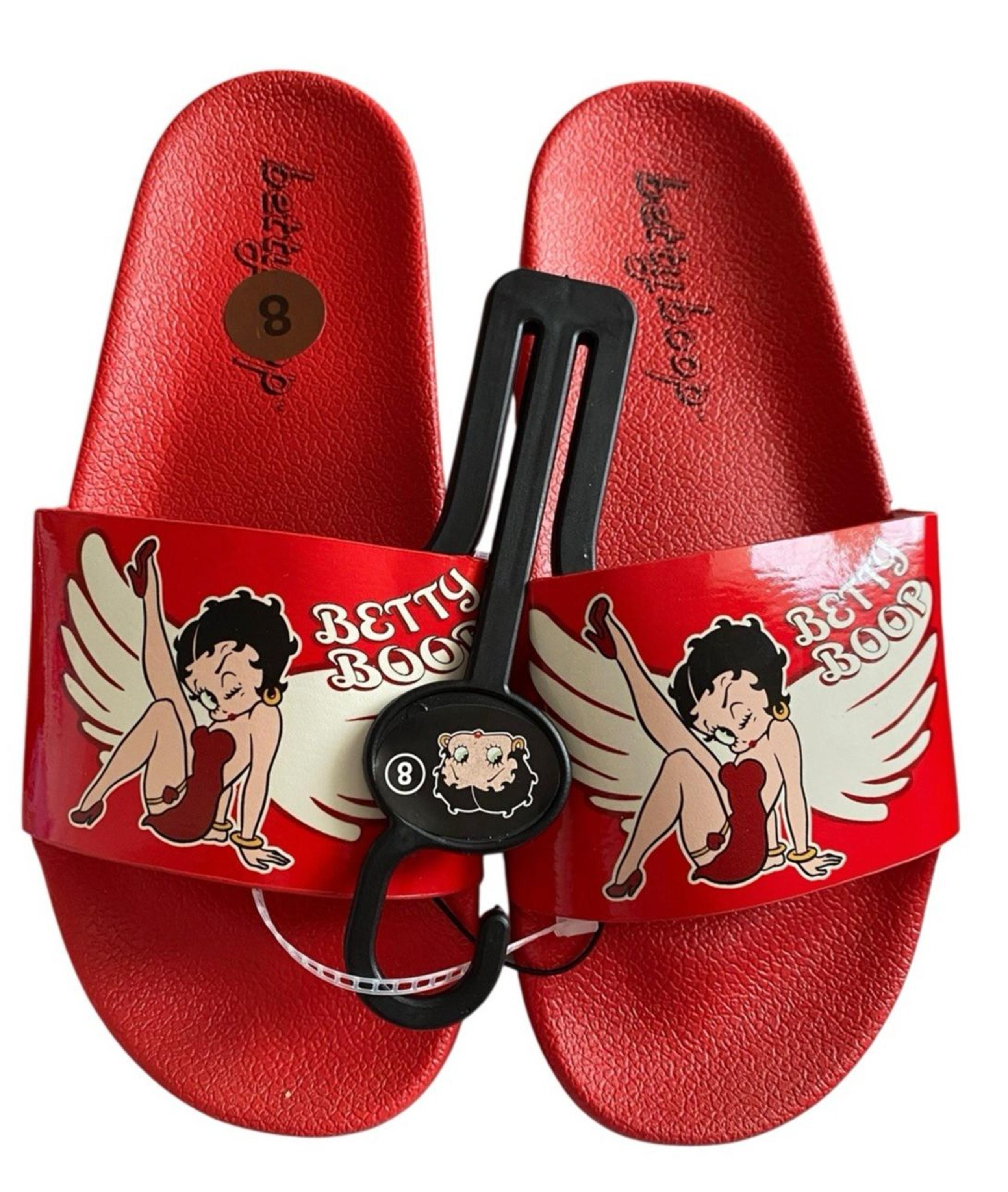 Betty Boop Women's Red Angel Wings Slide Sandals Size 8 NWT