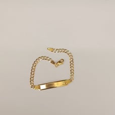 14kt solid gold cuban daimond cut id bracelet size 6 inches