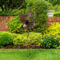 Outdoor Flying Crane Garden Statue Lawn Ornament Garden Decor 35 In