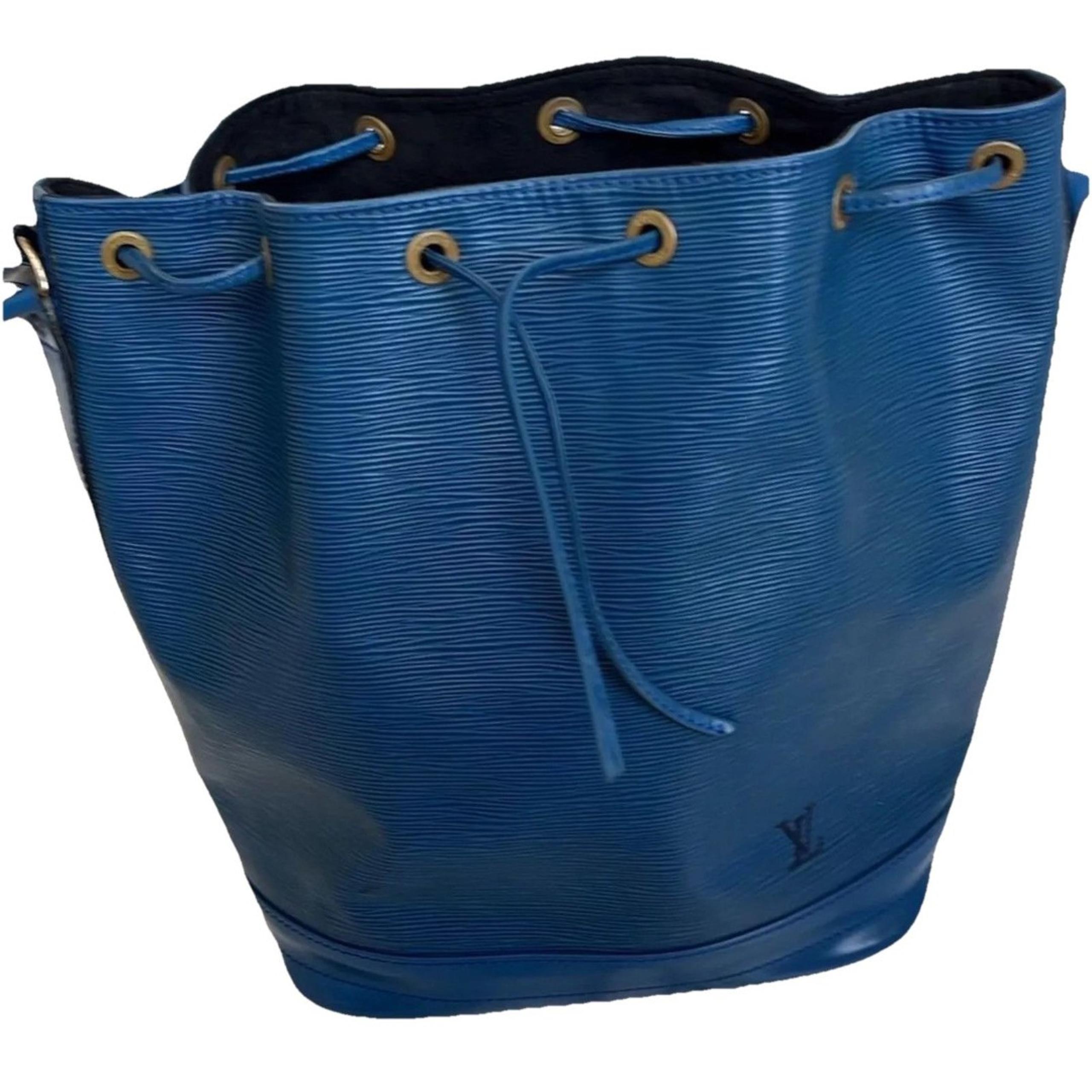 Louis Vuitton Epi Blue Petit Noe Bucket Bag Dust Bag COA VI0973
