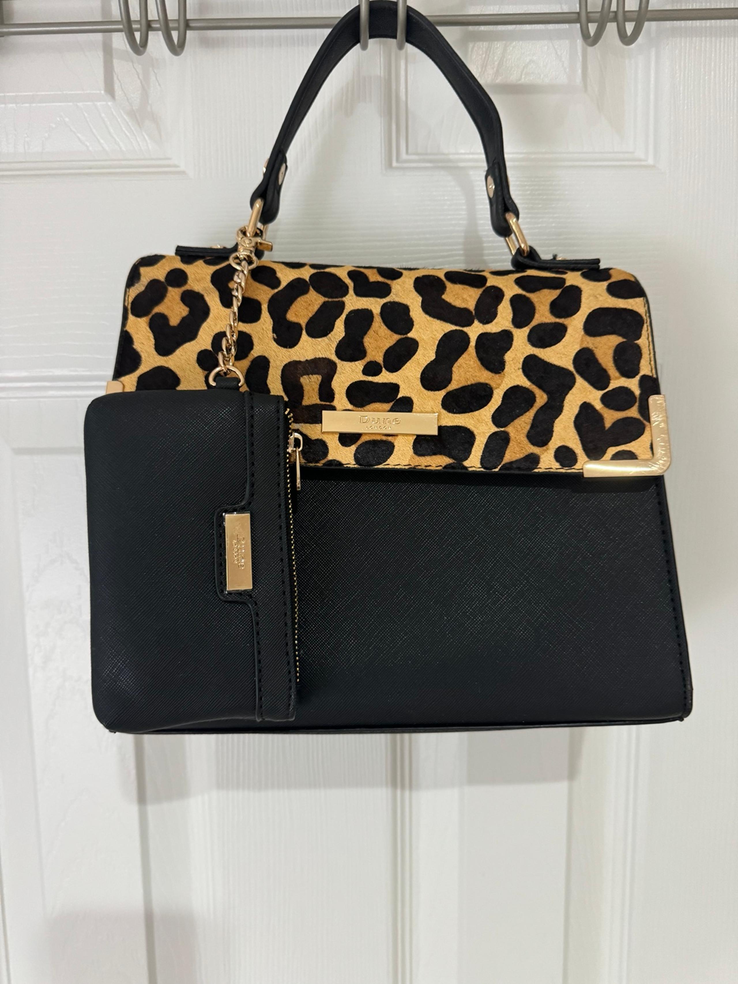 2pc Set Dune London Black Cheetah Print Women's Bag and Coin Purse
