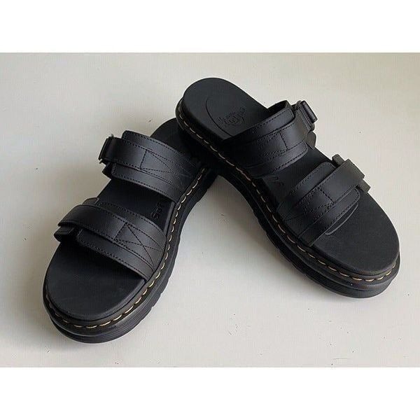 Dr DOC Martens Men's Size 13 Chilton Leather Slide Sandals Black Hydro NEW