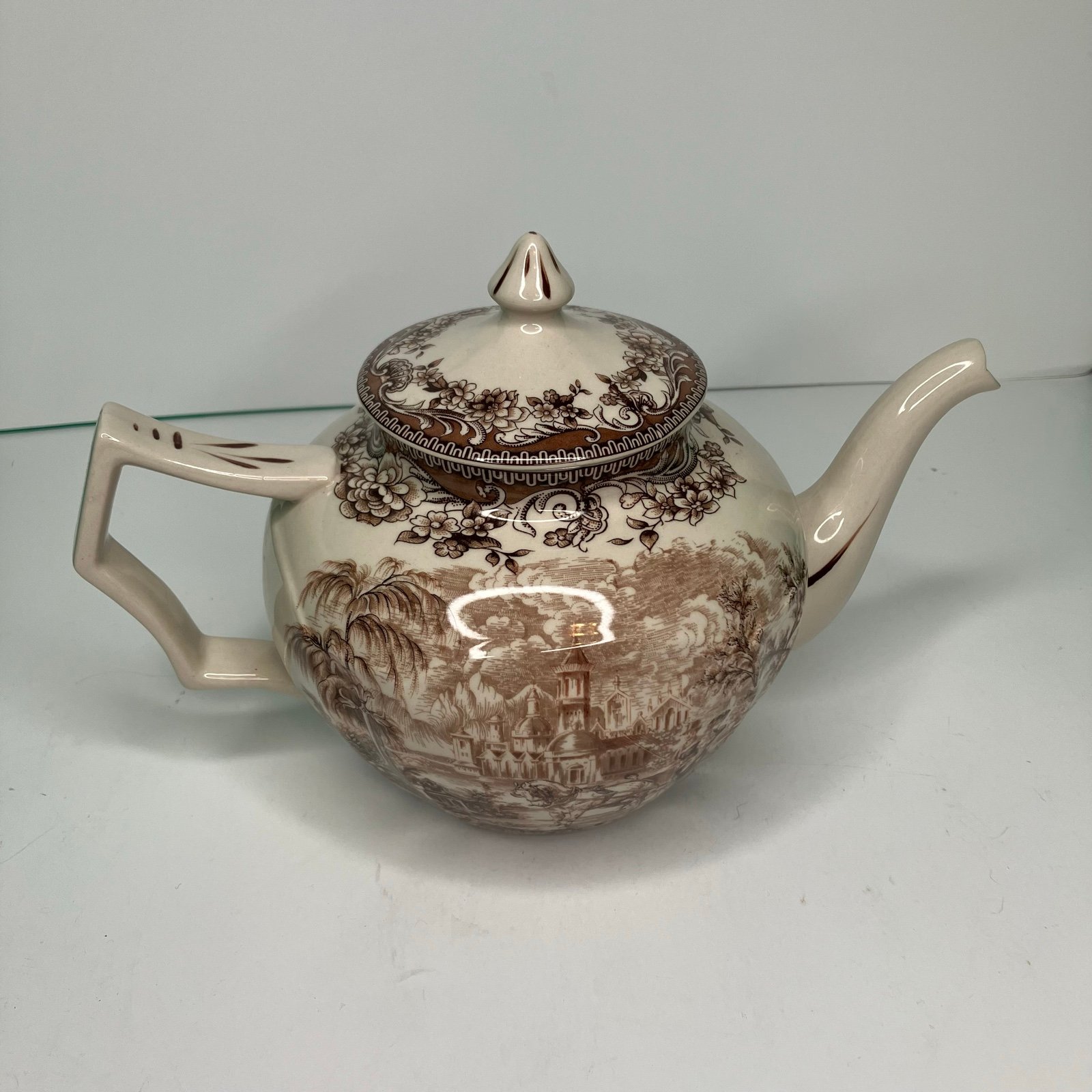 Madison Bay Company Carolina Brown/White Transferware Porcelain Teapot