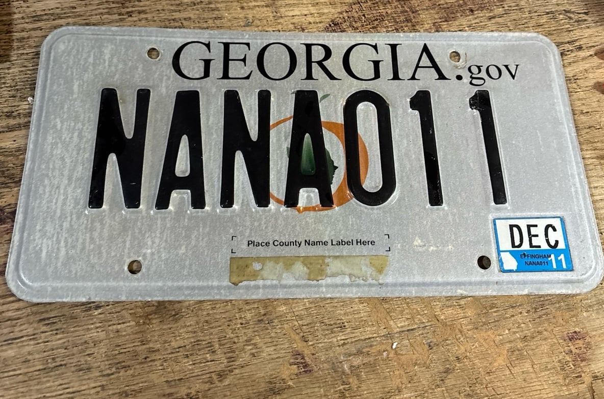 2011 Ga Specialty License Plate Tag NANA011 / Discontinued
