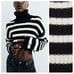NWOT. Zara Black/White Striped Cropped Turtleneck Sweater. Size XS.