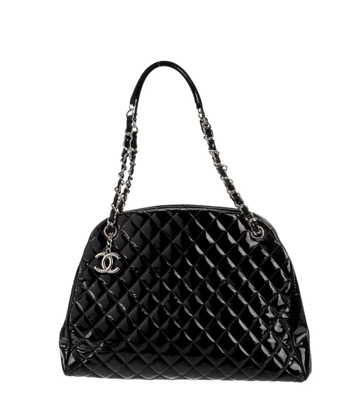 CHANEL #35405 Black Patent Leather Mademoiselle Camera Bag