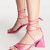 ASOS Design Hilani Tie Leg Block Heeled Mid Sandals In Pink