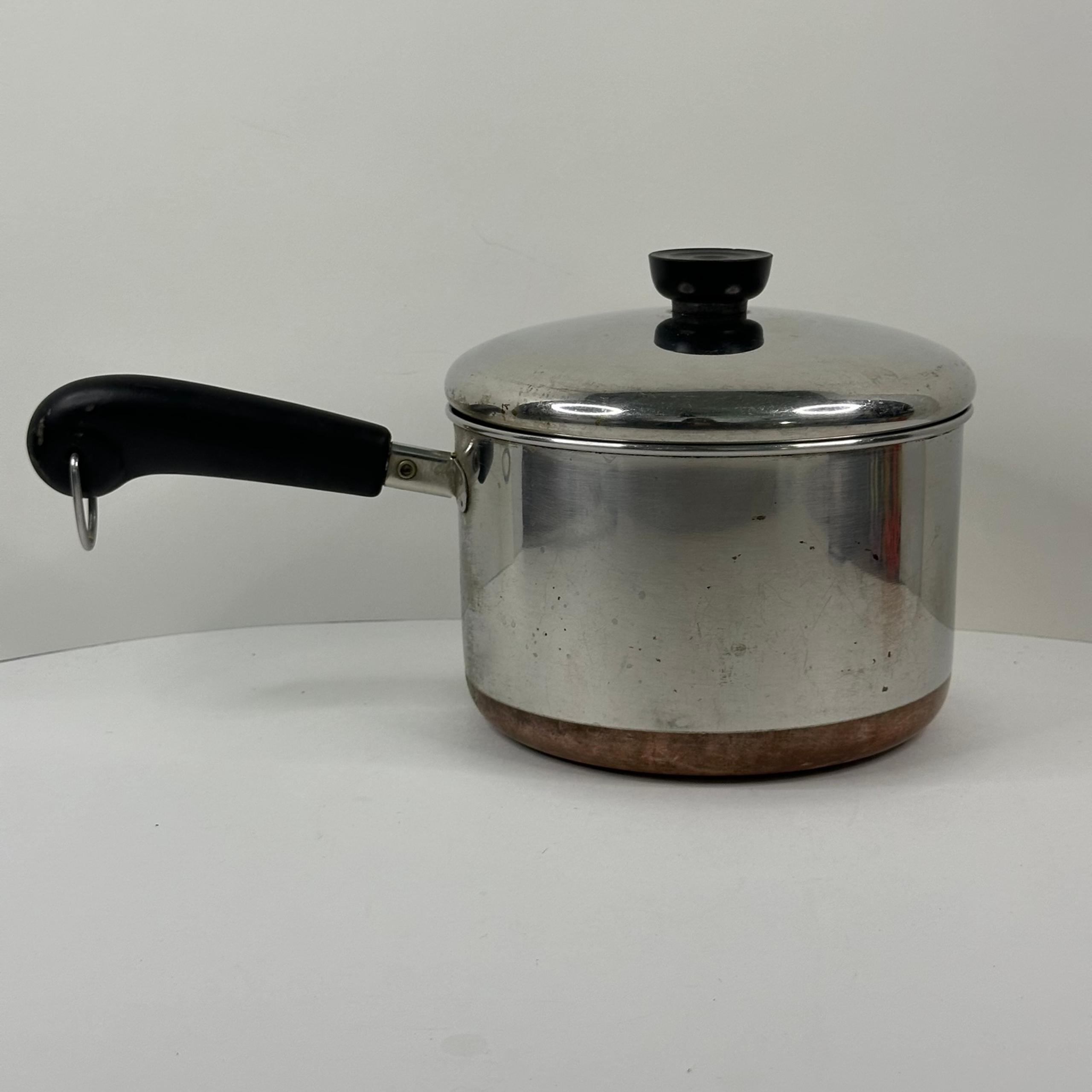 Vintage Revere Ware 3 Quart Stainless Steel Saucepan Copper Bottom with Lid USA
