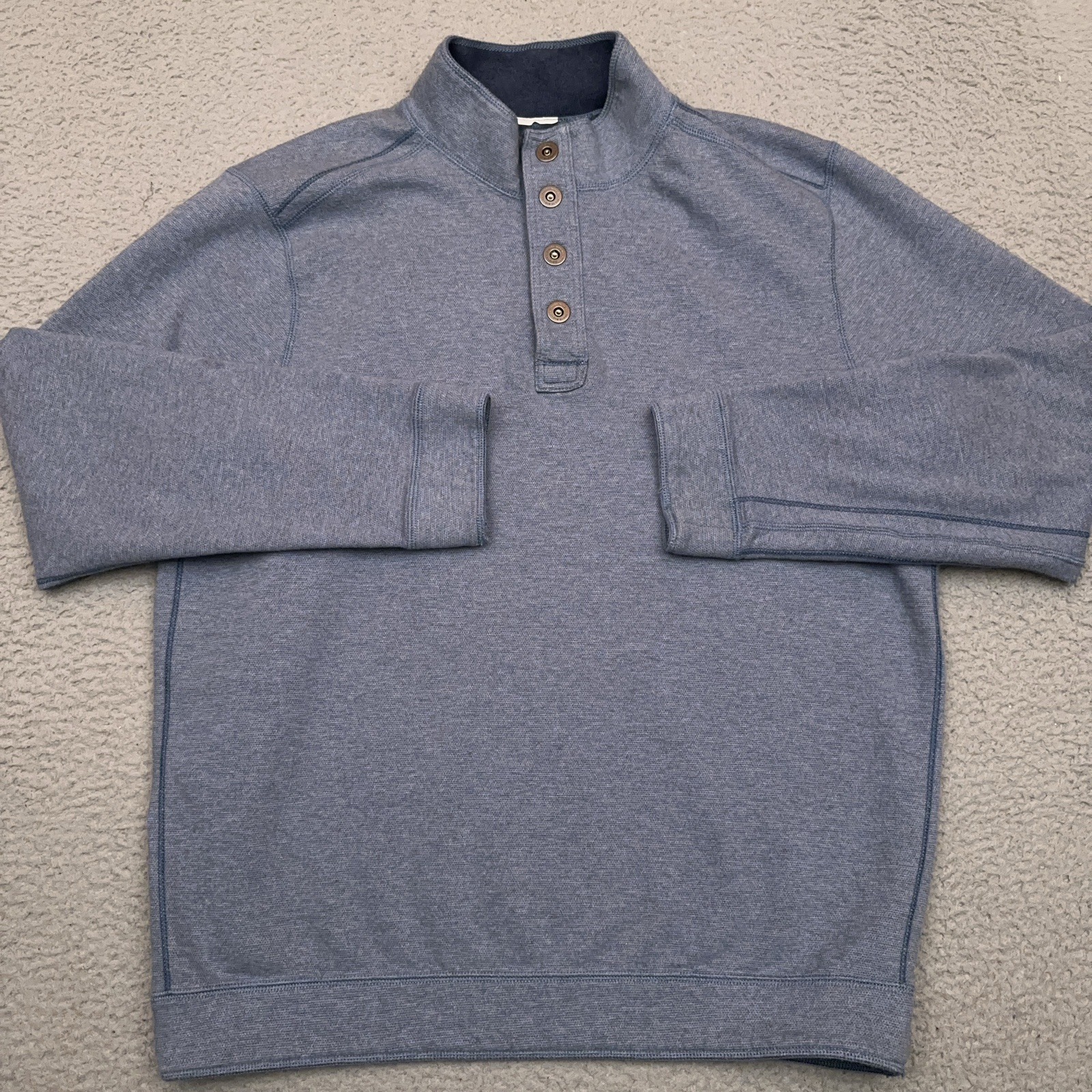 Tommy Bahama Flipfield Snap Mock Sweatshirt Men's XL Blue Heavyweight Preppy
