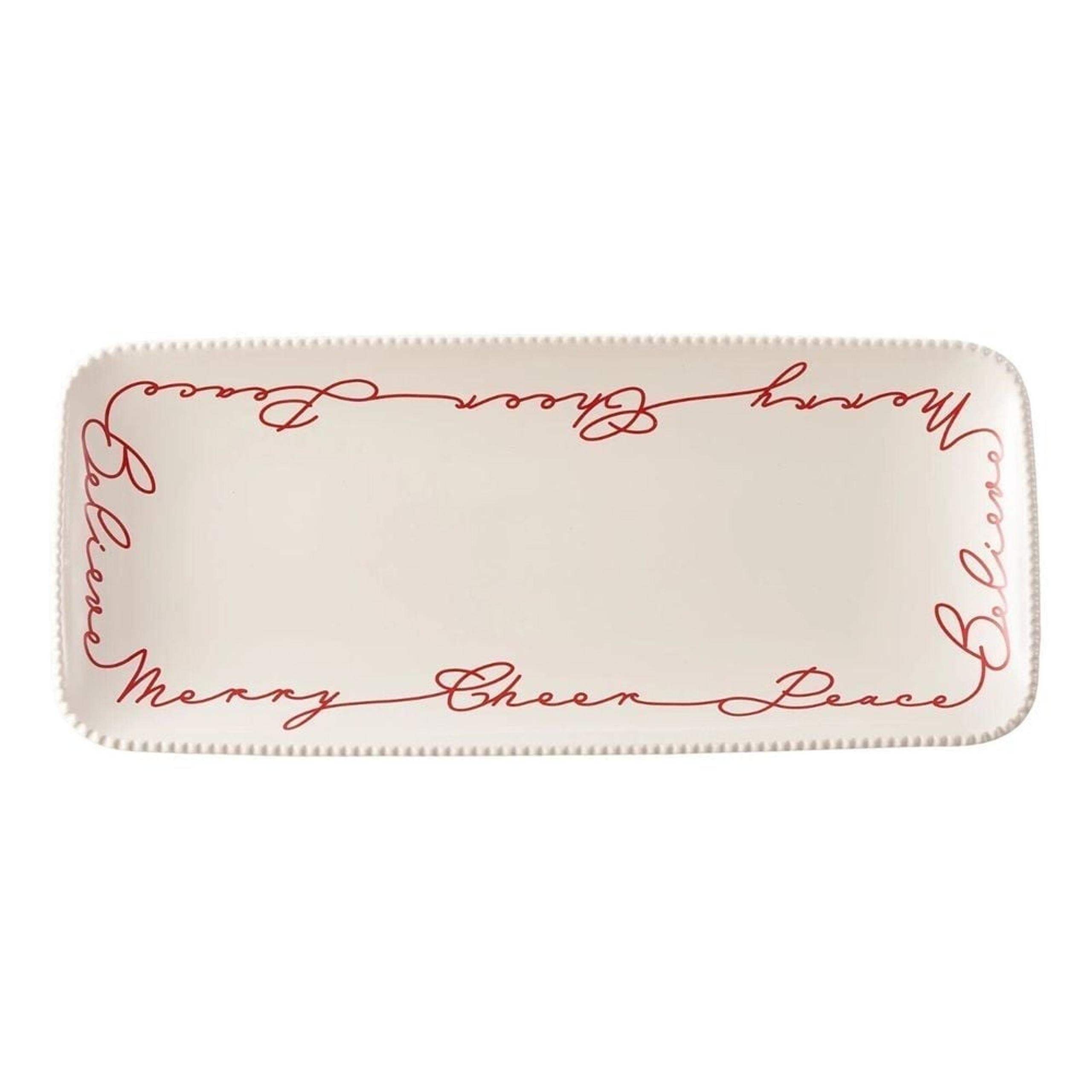 Better Homes & Gardens Winter Botanicals White Stoneware Serving Tray 15.15" NEW