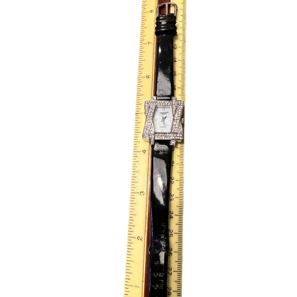 Evening watch, patent leather and rhinestone, elegant!