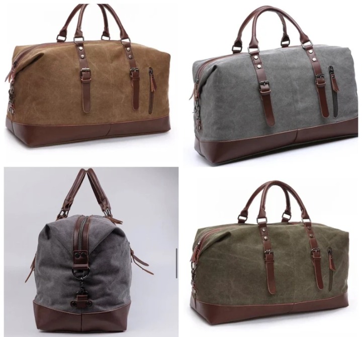 Monogram Men’s Leather Duffle Bag- Men’s Weekender Bag- Men’s Carry On Luggage