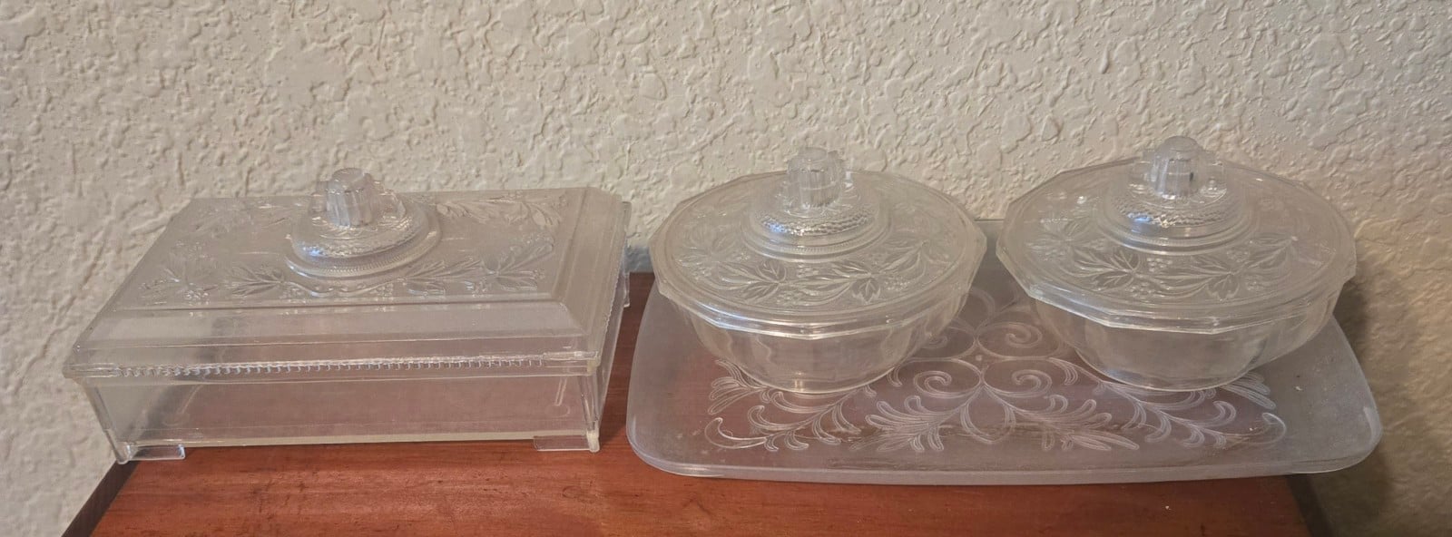 Antique Vintage Set of Hard Plastic Trinket Boxs
