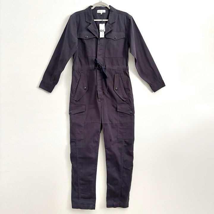 NEW ALEX MILL Indigo Blue Cargo Jumpsuit Long Sleeve Pant Women’s Size Medium