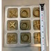 Vintage MCM Aluminum solid Brass Tic Tac Toe Board Game 5 X's 4 O's 7.5x7.5in