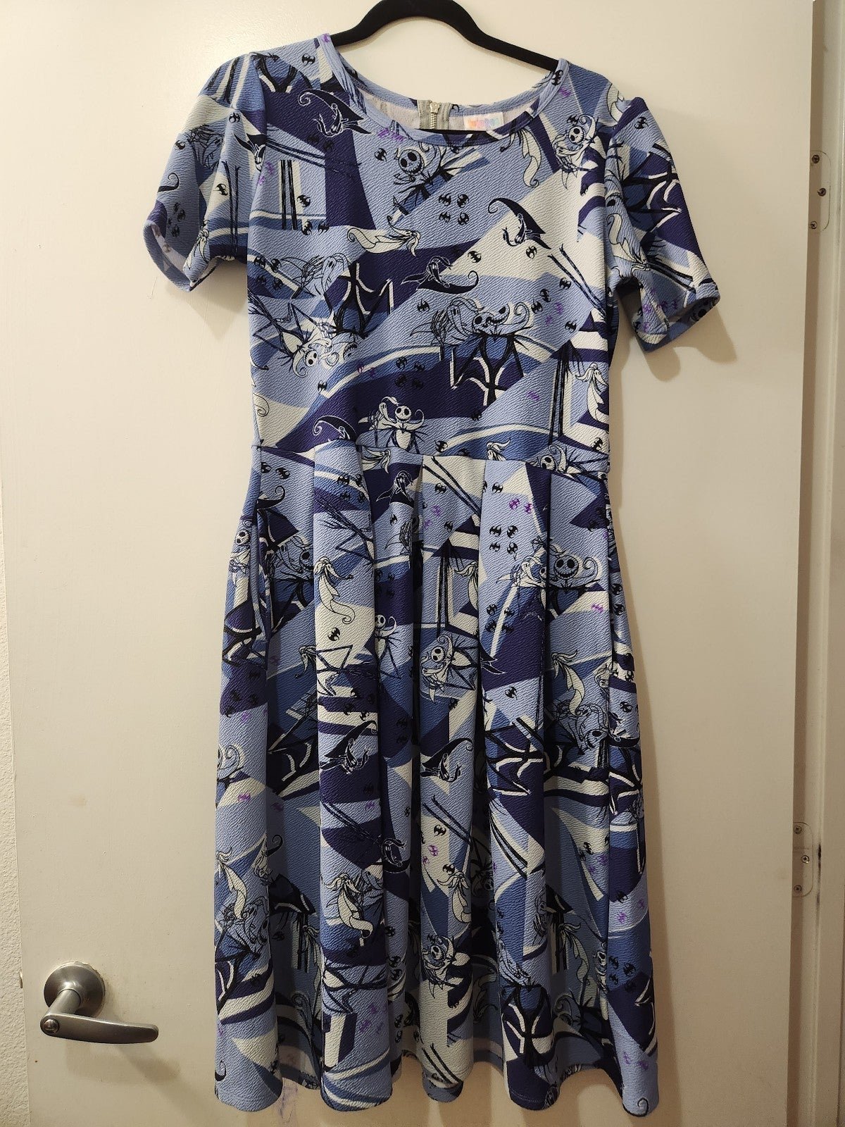 NWOT LulaRoe Amelia Dress Blue Jack Skellington Large