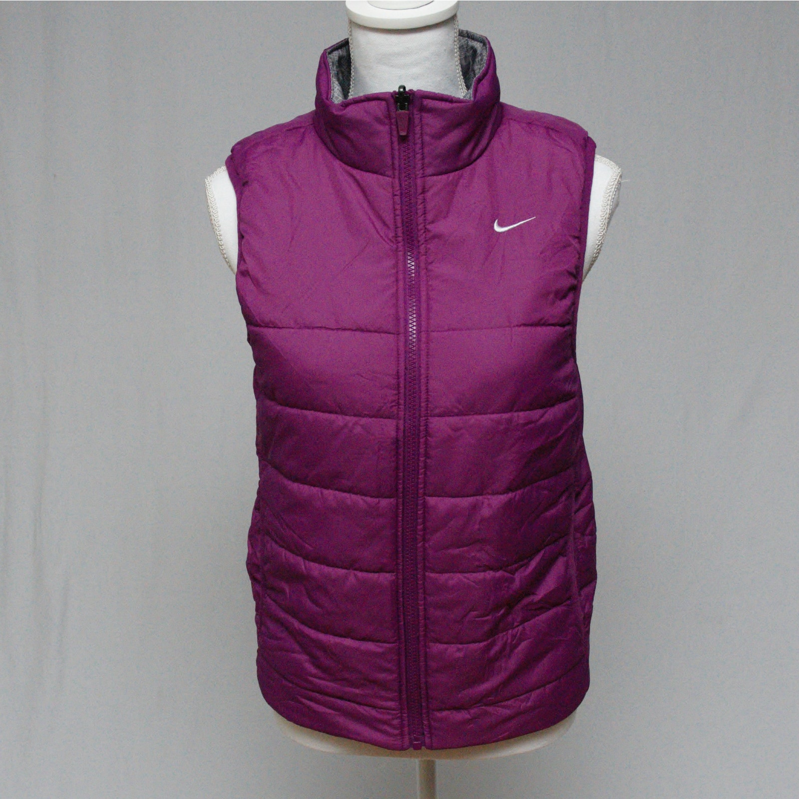 Nike Gray & Purple Reversible Puffer Full Zip Vest