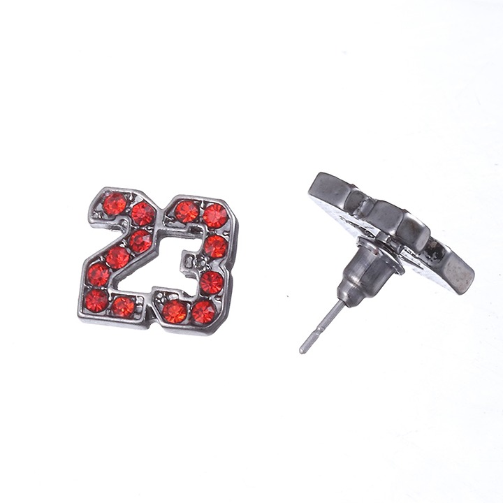 NEW AIR MICHAEL JORDAN 23 EARRINGS Jumpman JUMP MAN | Red Silver - Plated Stud NEW AIR MICHAEL JORDAN 23 EARRINGS Jumpman JUMP MAN | Red Silver - Plated Stud
